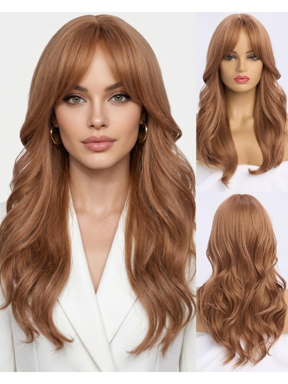 Women's Omber Blonde 26 Inch Long Layered Heat Resistant Synthetic Wavy Hair Wig